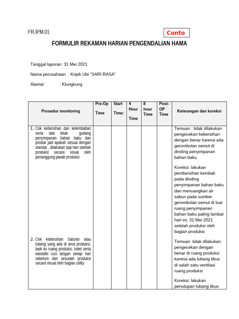 NI LUH EKA MEIDIANTI Form Pengendalian Hama | PDF