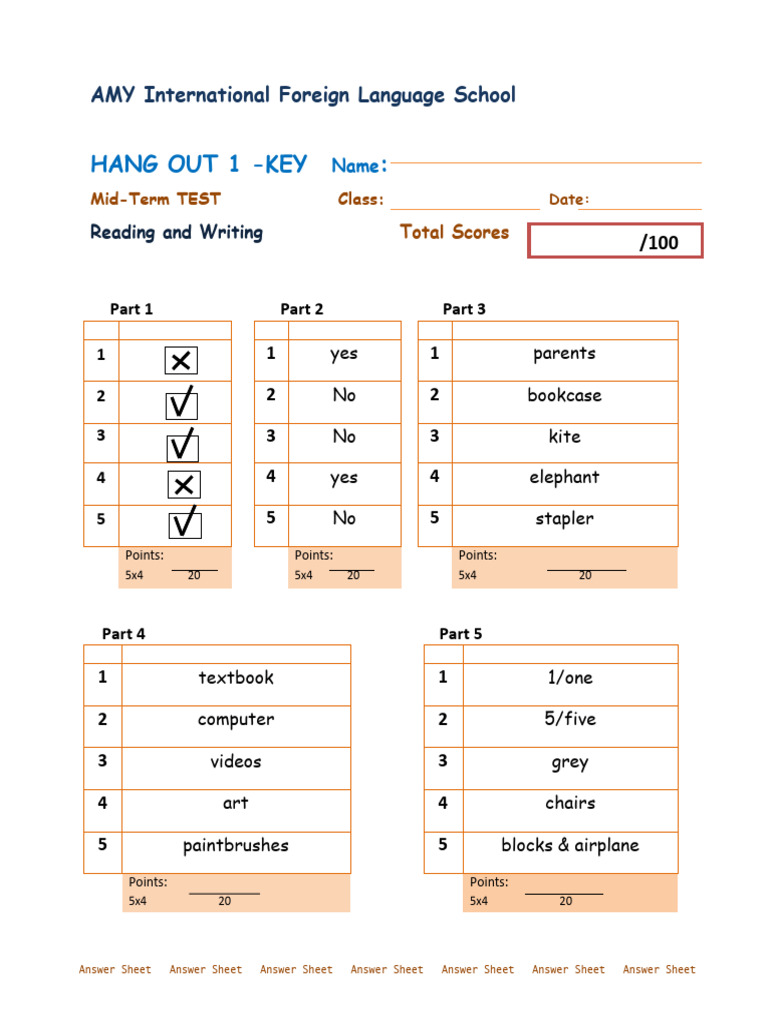 Mid-Term Test Answer Sheet Template | PDF