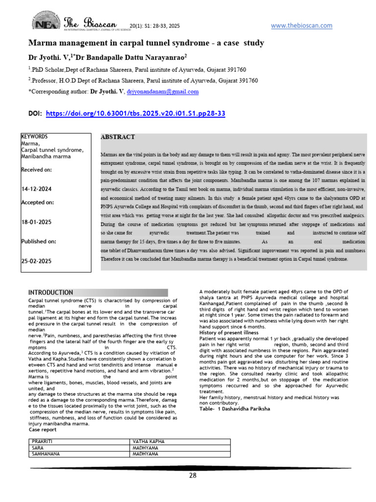 Marma Therapy for Carpal Tunnel Syndrome | PDF | Carpal Tunnel Syndrome ...