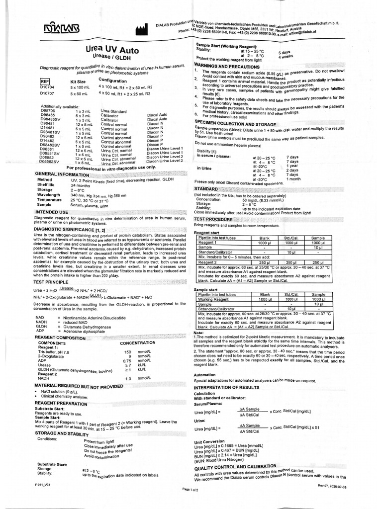 Urea Dialab | PDF