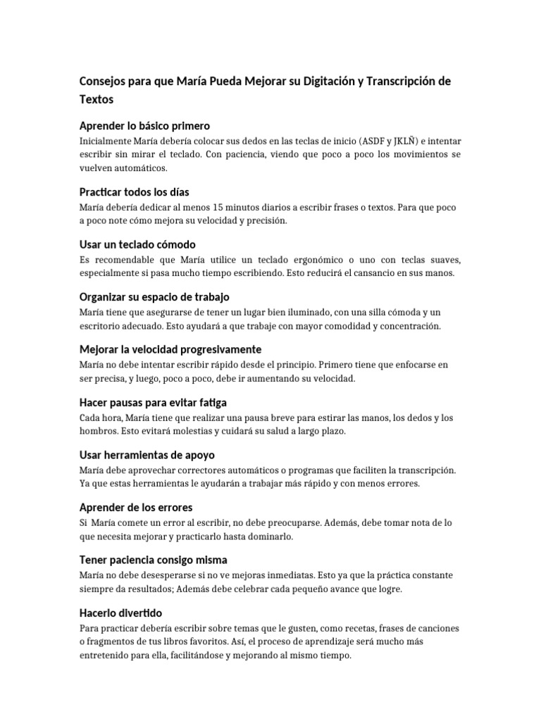 Consejos para Mejorar en La Digitacion | PDF