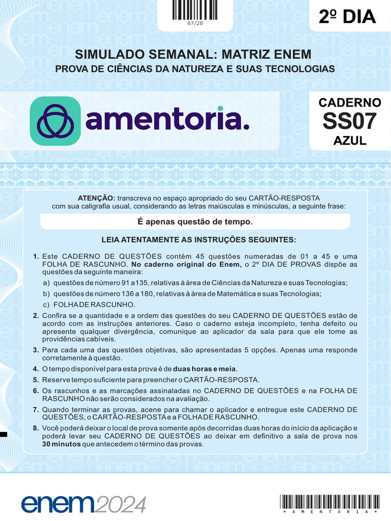 Prova ENEM 2024: Ciências da Natureza | PDF | Ligação química ...