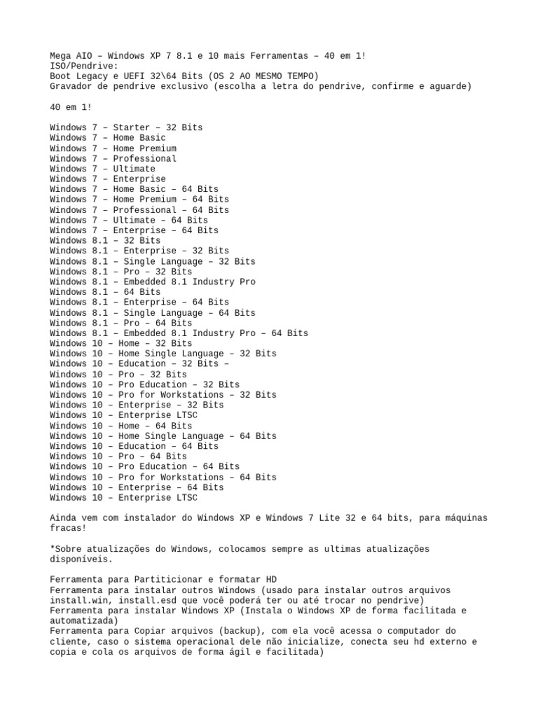 Mega AIO: Windows XP, 7, 8.1 e 10 | PDF | Windows 7 | Microsoft Windows