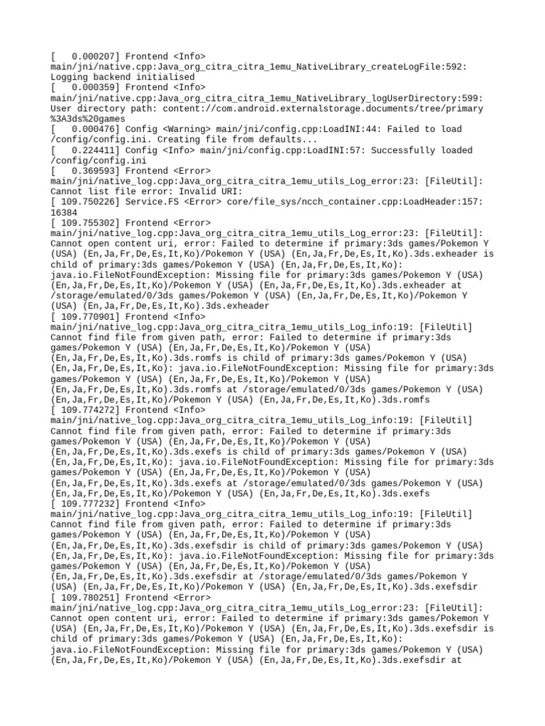 Citra Emulator Log Errors and Warnings | PDF | Computing | Computer ...