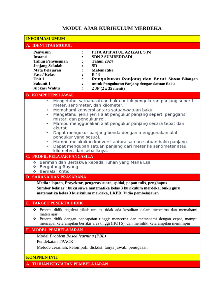 Modul Ajar Kurikulum Merdeka | PDF
