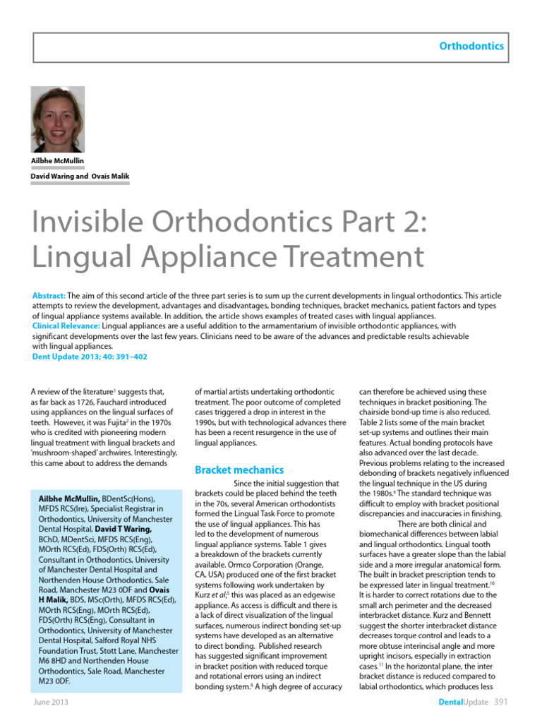 Lingual Orthodontics: Advances & Techniques | PDF | Orthodontics | Tooth