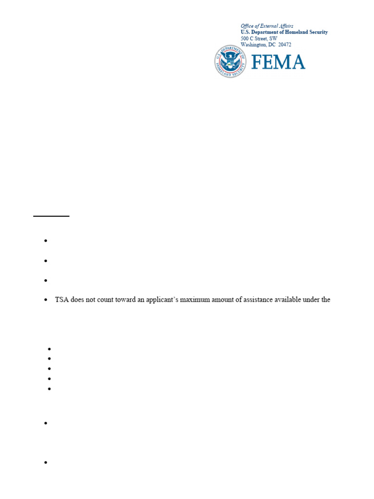 FEMA Transitional Sheltering Assistance Guide | PDF | Hotel | Federal ...