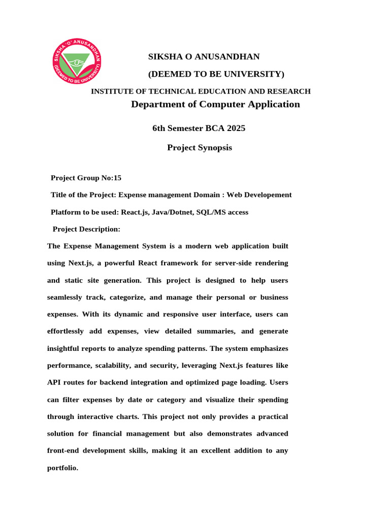 Project Synopsis Format (1) ( | PDF