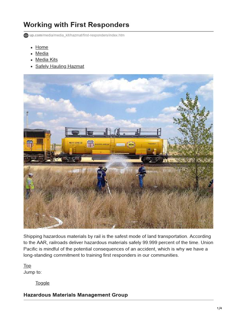 Working With First Responders | PDF | Dangerous Goods | Union Pacific ...