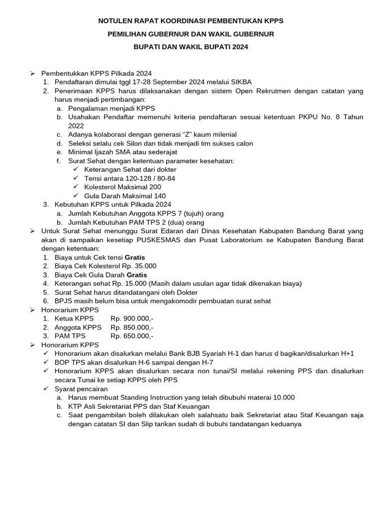 Rekrutmen KPPS Pilkada 2024 Bandung Barat | PDF