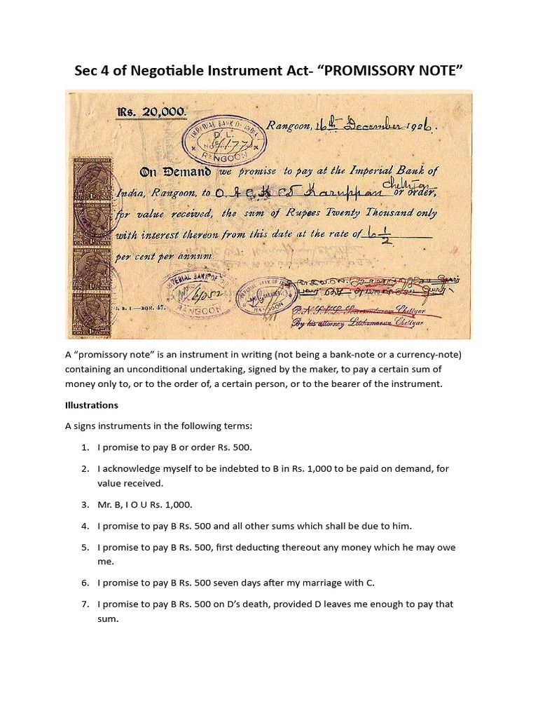 Understanding Promissory Notes & Bills | PDF | Negotiable Instrument ...