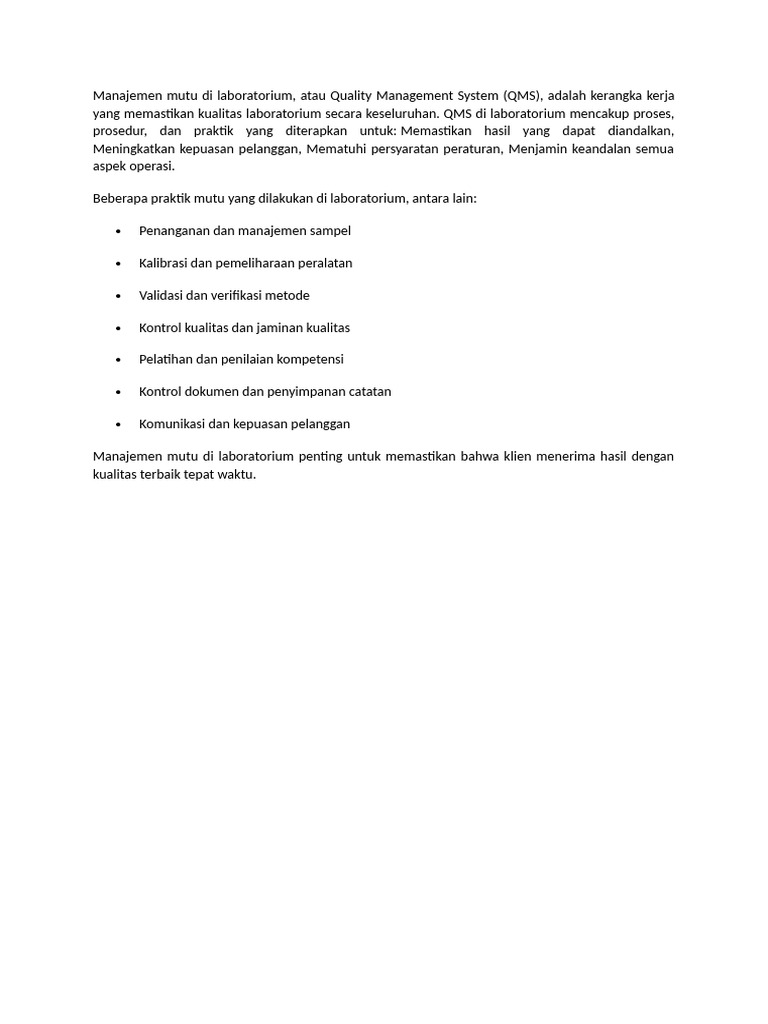 Sistem Manajemen Mutu Laboratorium | PDF
