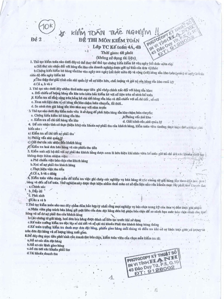 Trắc Nghiệm Kt - File 1 | PDF