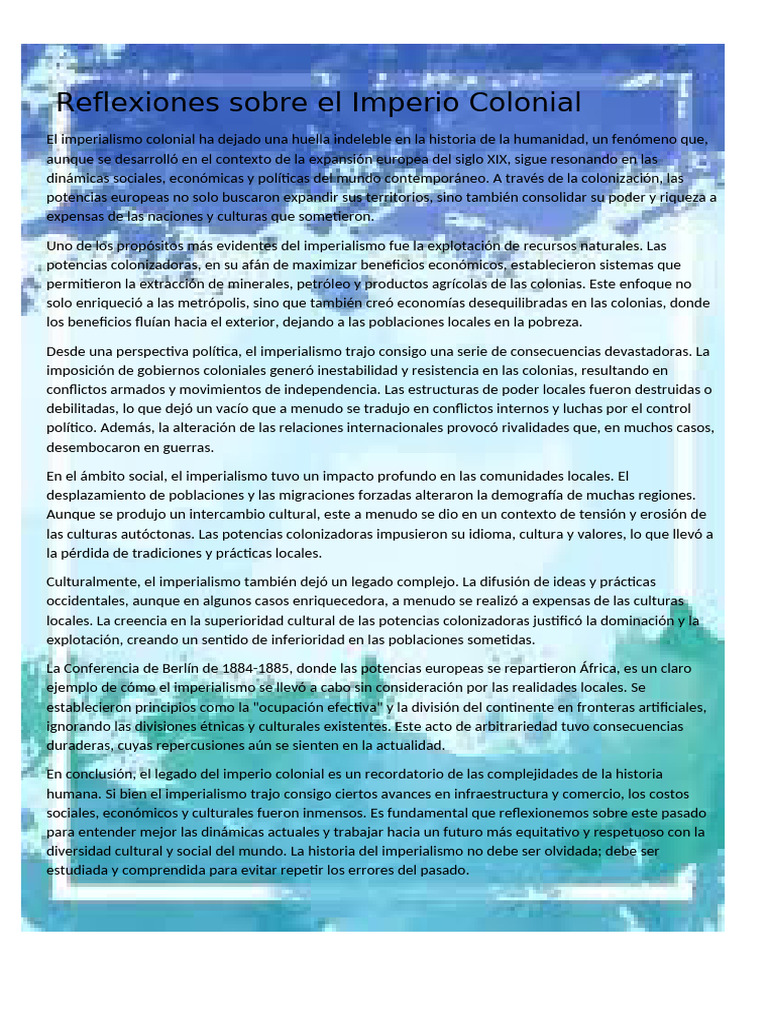 Formación de Imperios Coloniales Europeos | PDF | Colonialismo ...