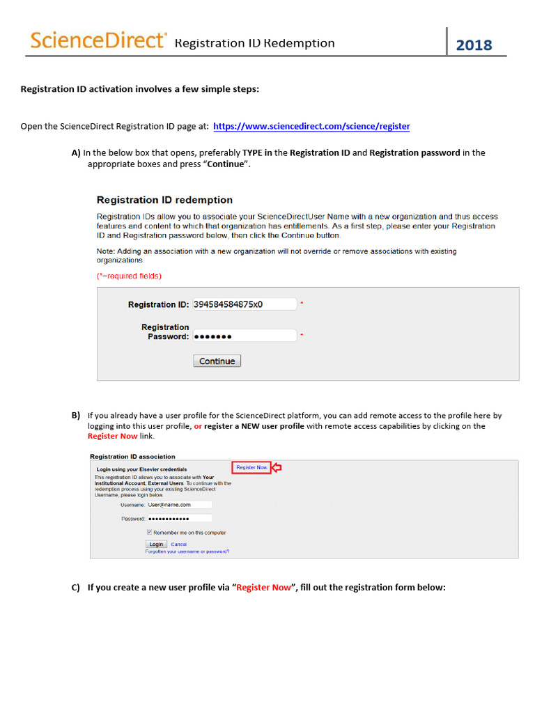 ScienceDirect Registration Guide | PDF