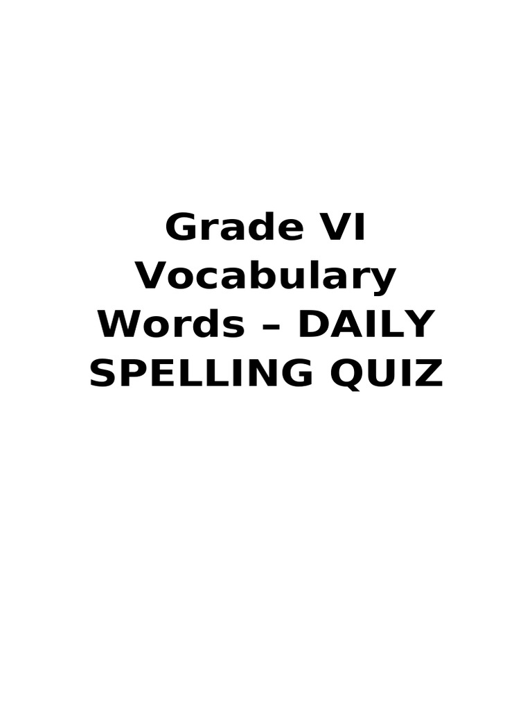 Grade VI Vocabulary Words | PDF