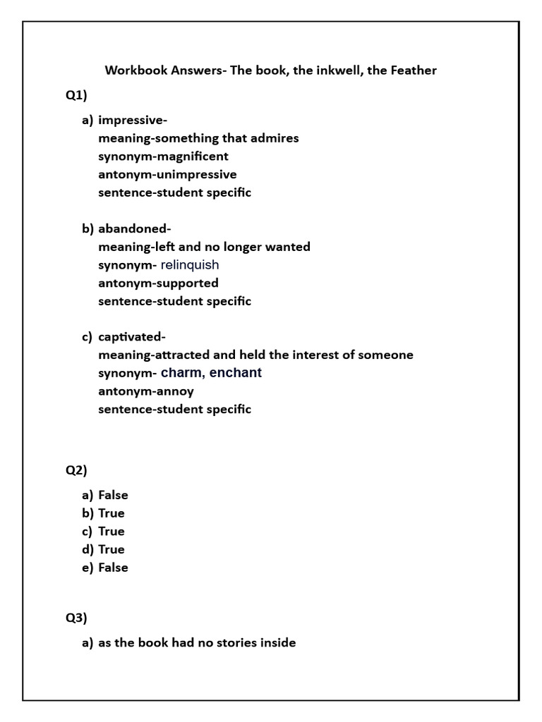 Workbook Answers | PDF