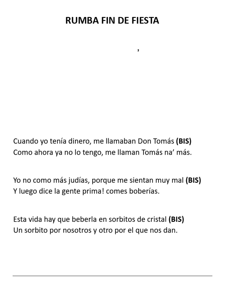 RUMBA FIN DE FIESTA Letras | PDF