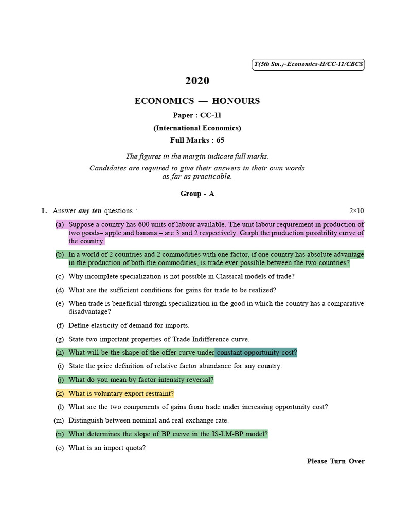International Economics Exam Paper | PDF | Demand | Supply (Economics)