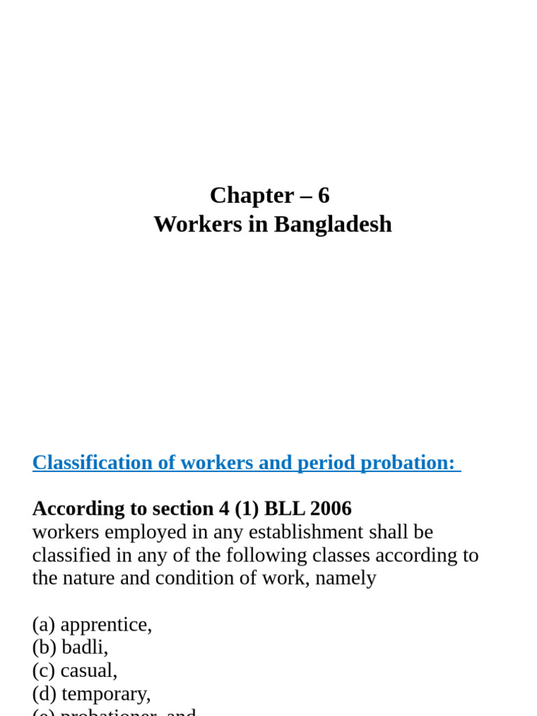 Classification and Conditions of Workers in Bangladesh | PDF | Migrant ...