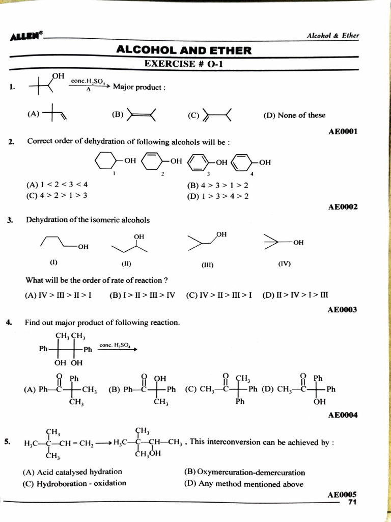 Alcohol and Ether Reaction Exercises | PDF | Ether | Hydroxide