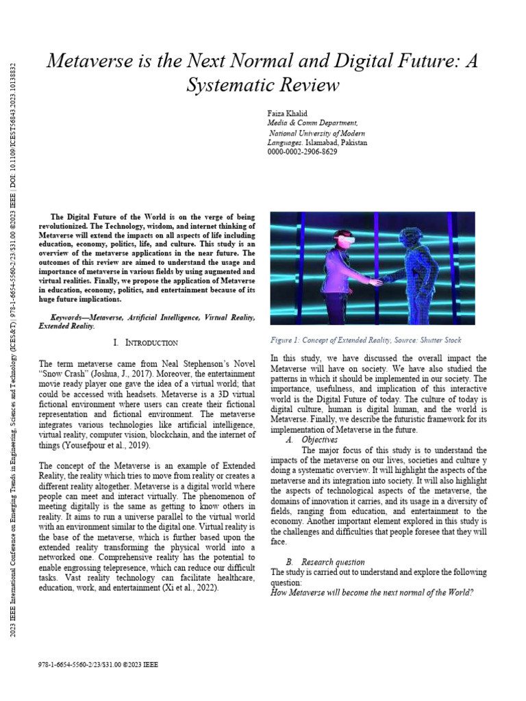 Metaverse is the Next Normal and Digital Future a Systematic Review ...