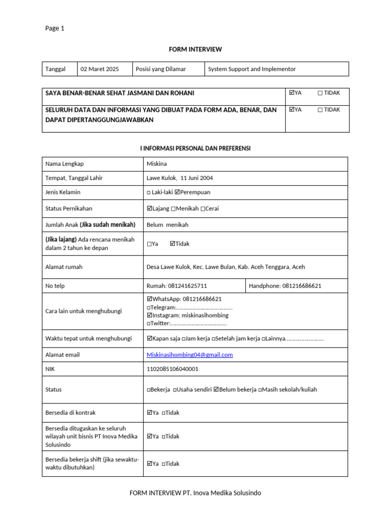Form Interview Online System Support | PDF