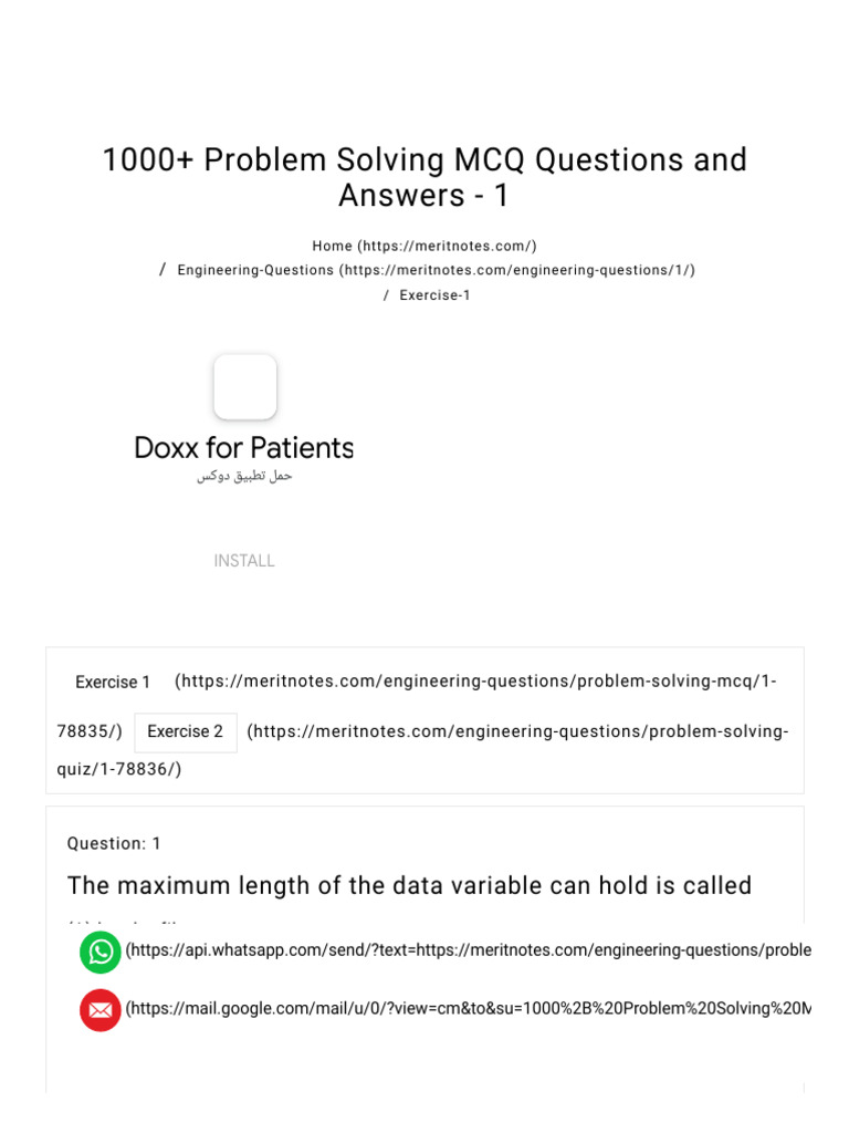 1000+ Problem Solving MCQ Questions and Answers - 1 | PDF | Computer ... image.