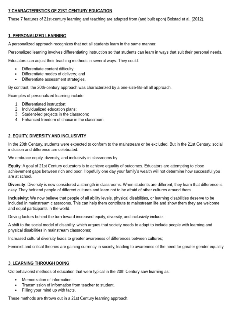 7 Key Traits of 21st Century Education | PDF | Teachers | Learning