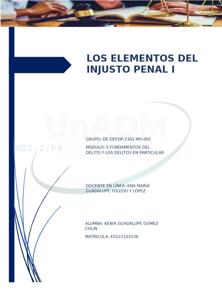 Elementos del Injusto Penal en México | PDF | Pena capital | Castigos