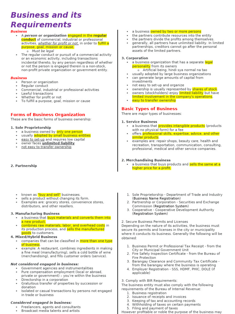 Business Types and Legal Requirements | PDF | Accounting | Business