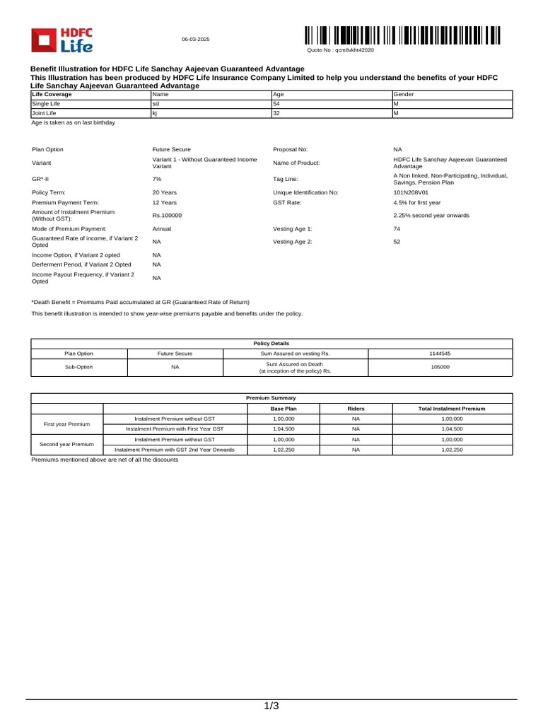 HDFC Life Sanchay Aajeevan Overview | PDF | Insurance | Life Insurance