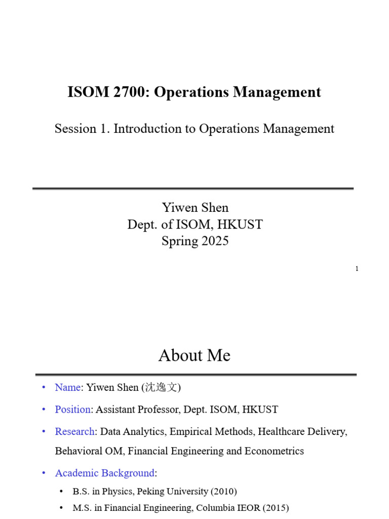 Session 1 - Intro - To - OM | PDF | Operations Management | Supply Chain