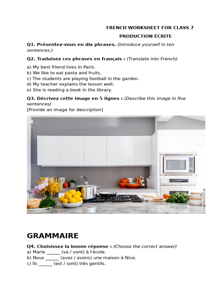 Fiches de français pour la 7ème année | PDF