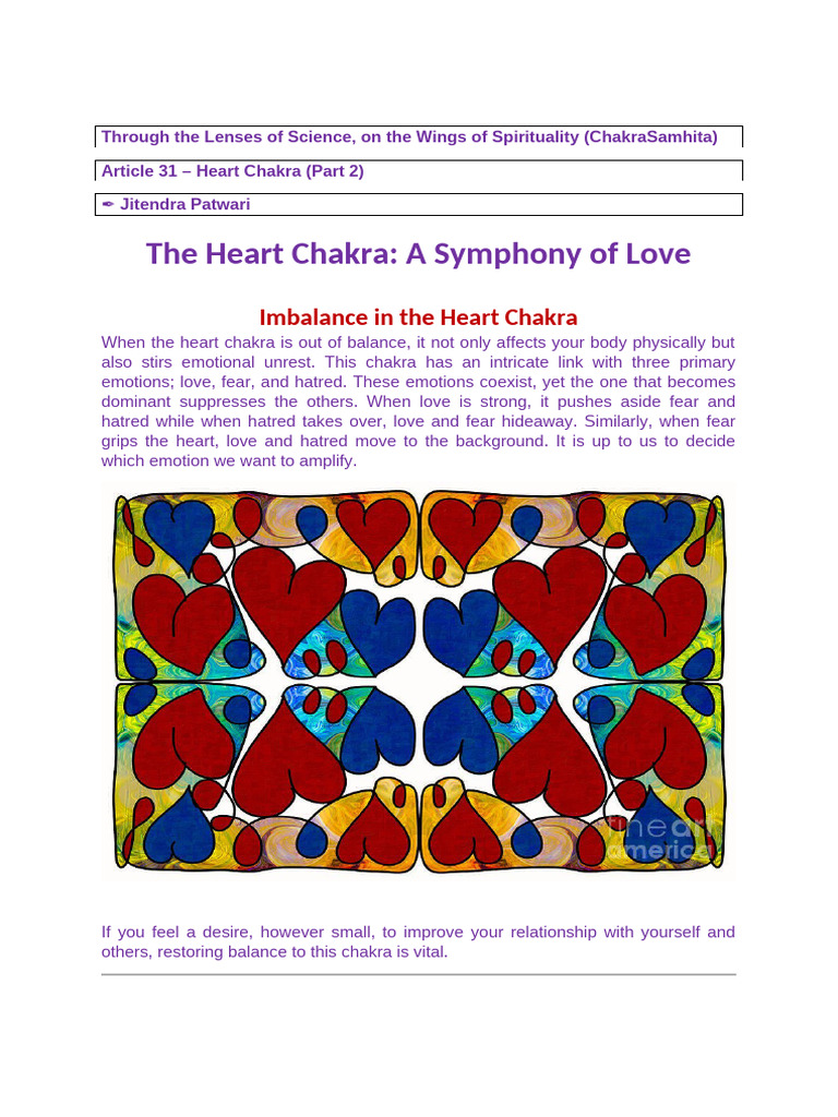 Heart Chakra Imbalance: Symptoms & Healing | PDF | Love | Heart