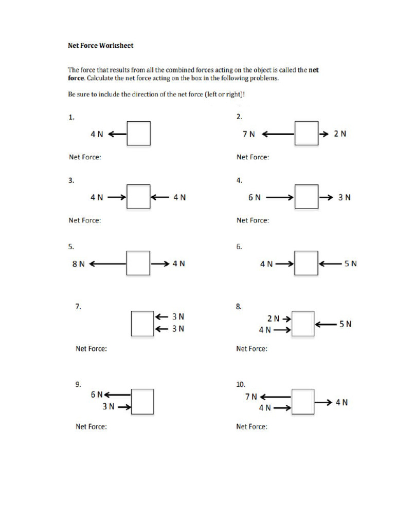 Net Force Worksheet2 | PDF