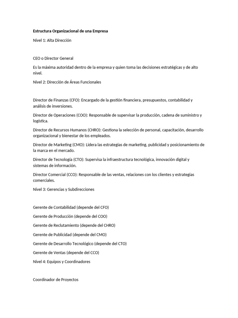 Estructura Organizacional Empresarial | PDF | Business | Gestión de ...
