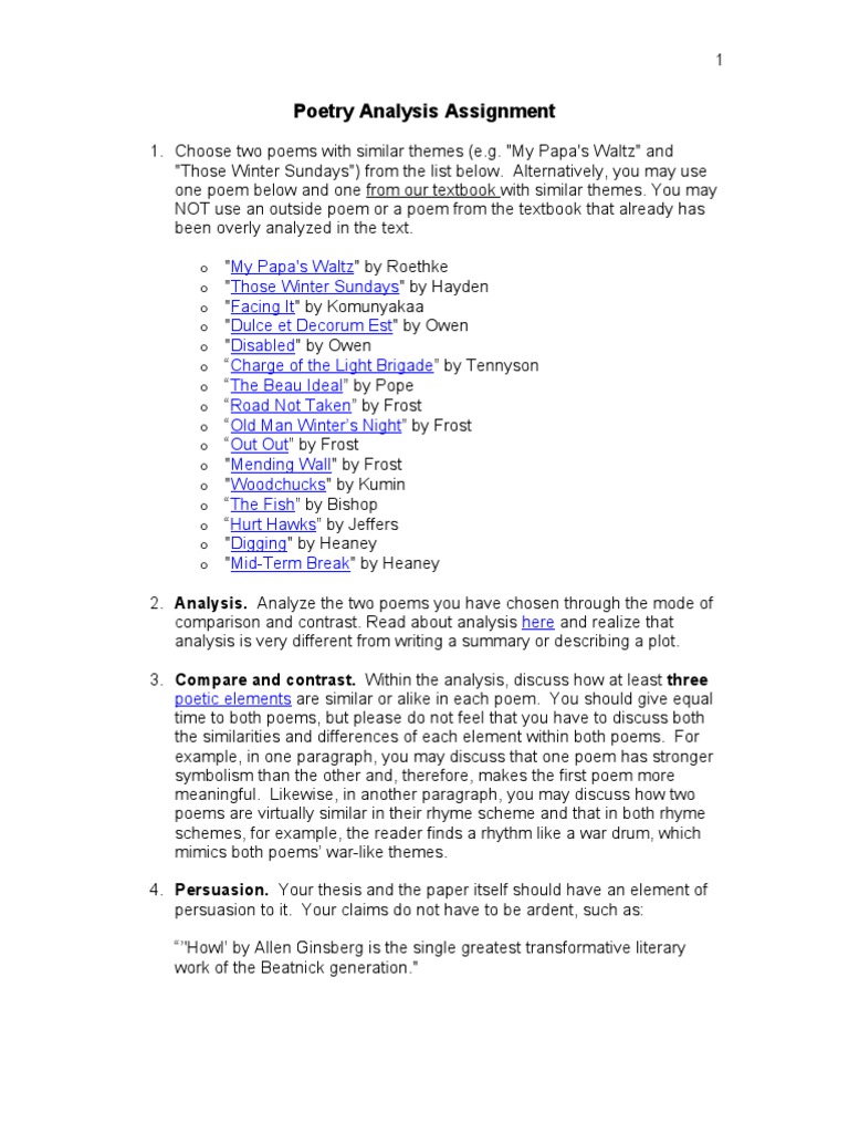 Poetry Analysis Assignment Guidelines | PDF | Poetry | Citation