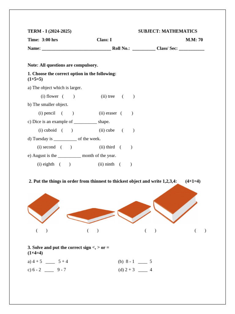 Term1 Class1 Maths | PDF | Mathematics