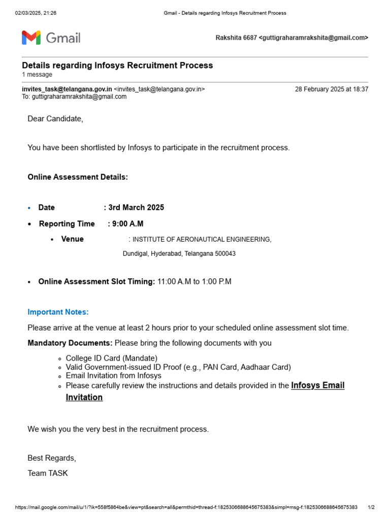 Infosys Recruitment Process Details | PDF