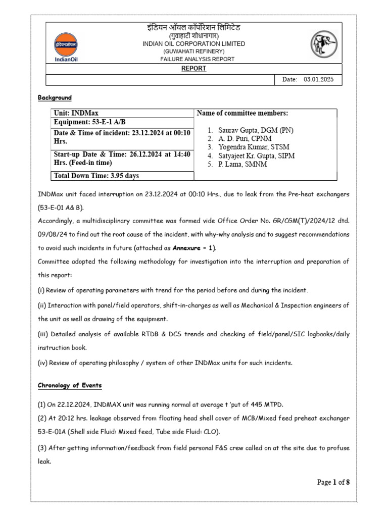 INDMAX Unit Failure Analysis Report | PDF | Mechanical Engineering