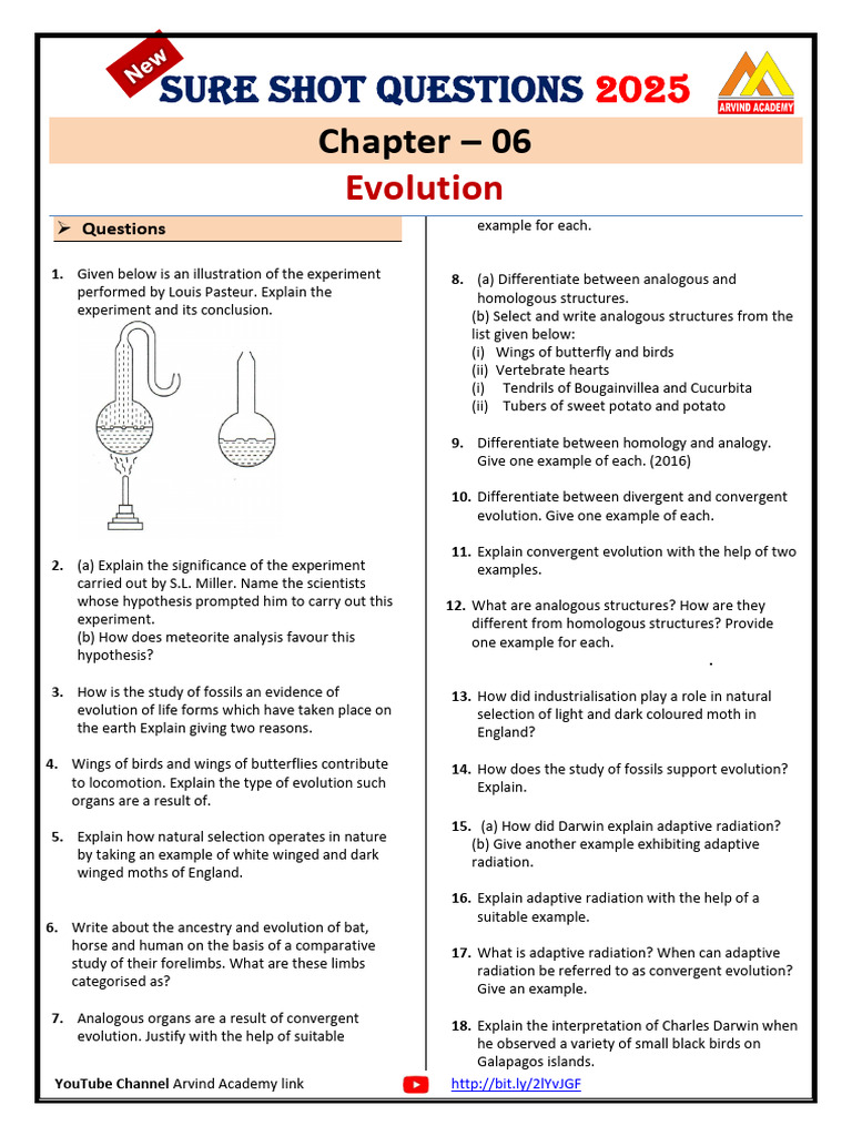 Evolution Questions for 2025 Exam Prep | PDF | Evolution | Homo