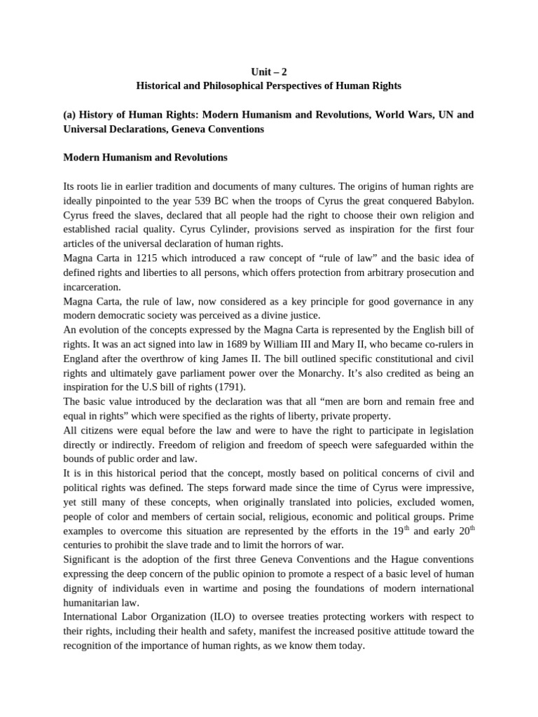 Historical Perspectives on Human Rights | PDF | Social Contract ...