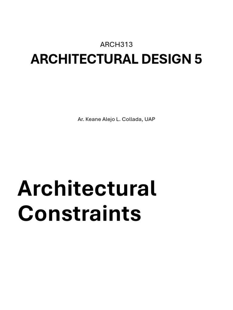 Architectural Design 5 - Architectural Constraints | PDF | Zoning