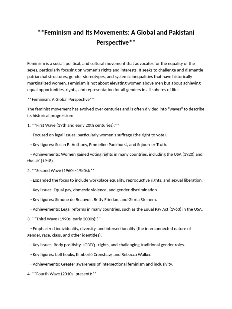 Feminism in Pakistan Global and Local Perspectives | PDF | Gender ...
