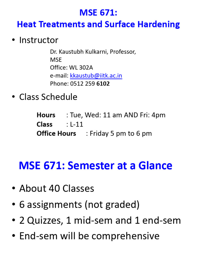 MSE 671 Course Overview and Policies | PDF