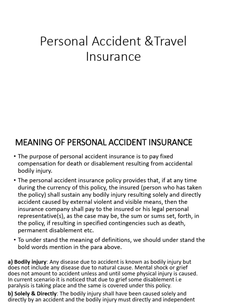 Personal Accident Insurance Explained | PDF | Insurance | Indemnity