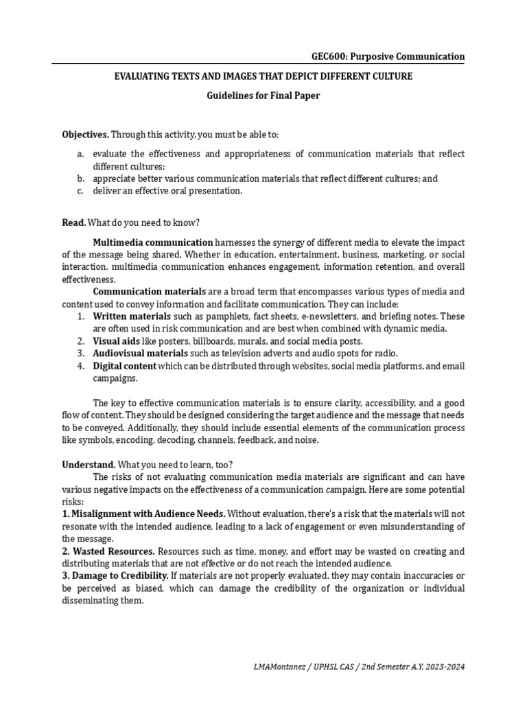 Gec600 Final Paper Guidelines | PDF | Communication | Multimedia