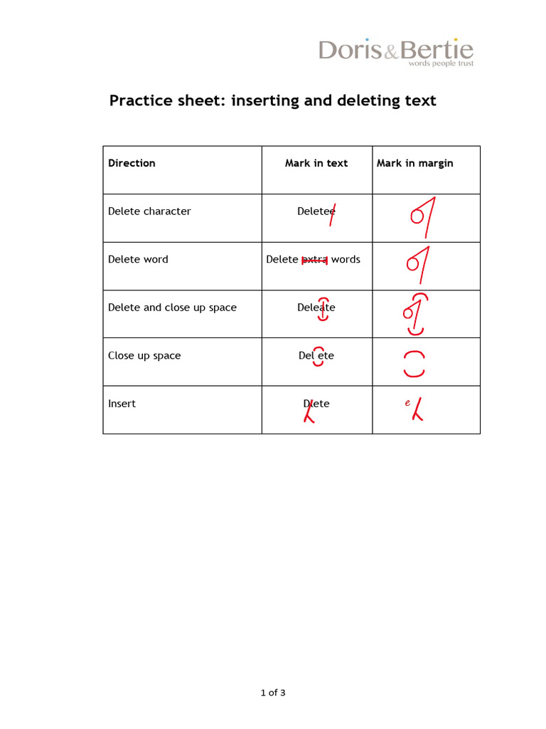 Text Insertion and Deletion Practice | PDF