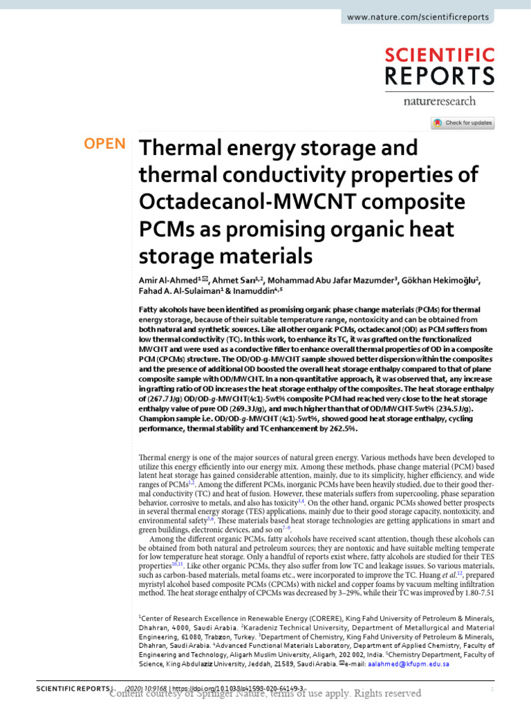 Thermal Energy Storage and Thermal Conductivity PR | PDF | Carbon ...